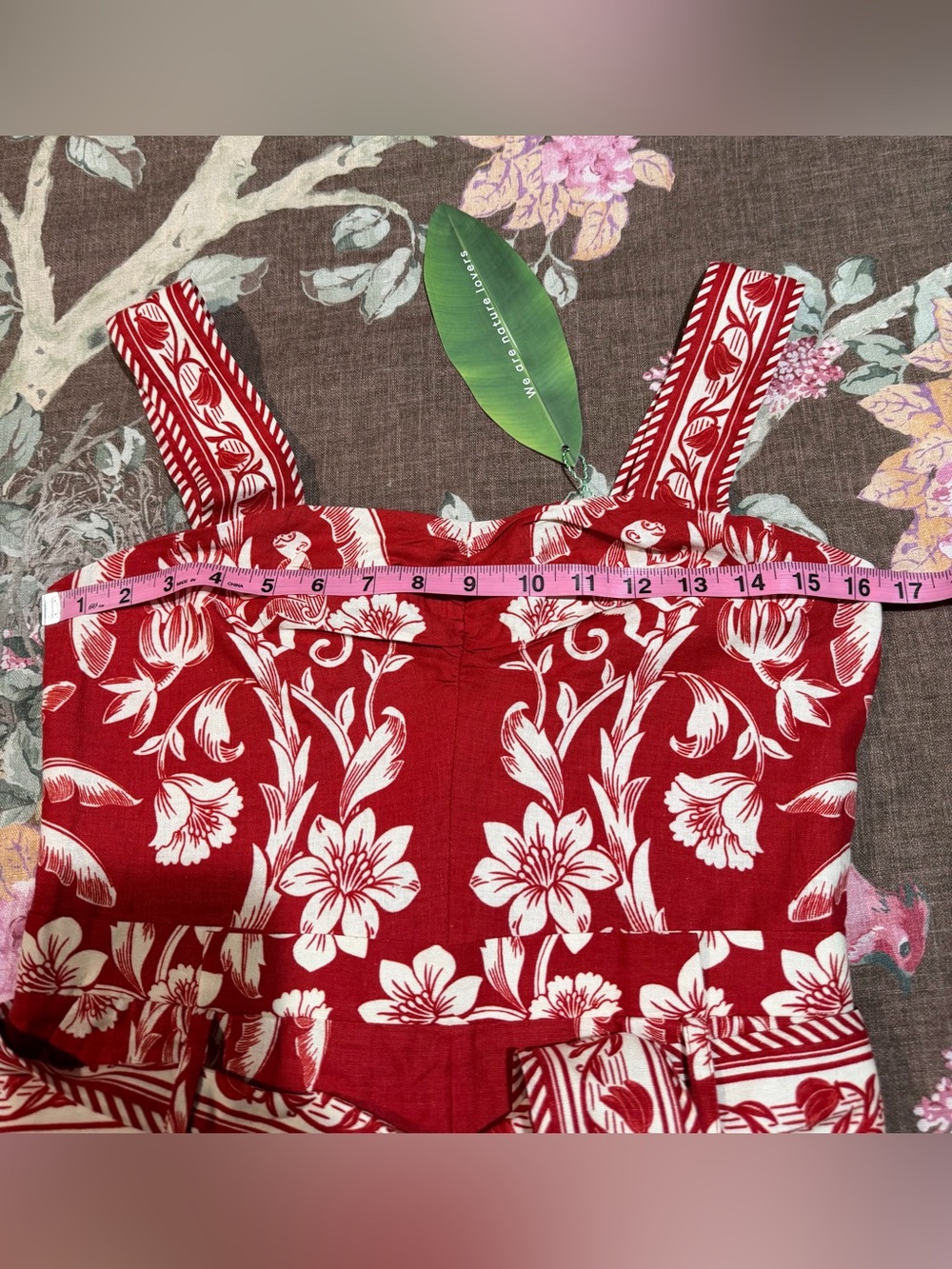 FARM Rio Red and Cream Floral Print Romper with Waist Tie - Picture 10 of 10